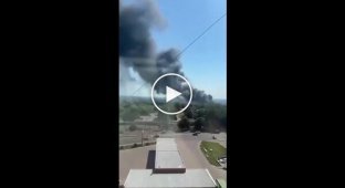 The 3754th Central Aviation Technical Base is on fire in Kursk, Russia.
