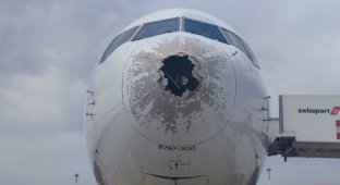 And here is the new aerophobia: the plane was forced to make an emergency landing in Rome because of the hail (4 photos)