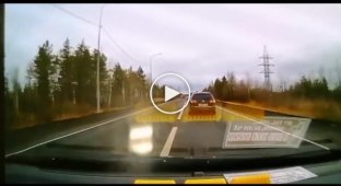 Overtaking accident. The driver of the Kia tried to avoid a collision and crashed into the bus