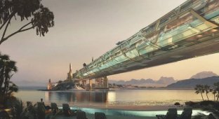 A hotel in the form of a 450-meter glass bridge will be built in Saudi Arabia (6 photos)