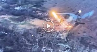 A dragon drone burns out enemy positions in the Donetsk region