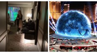 Hotel room with optical illusion (2 photos + 1 video)