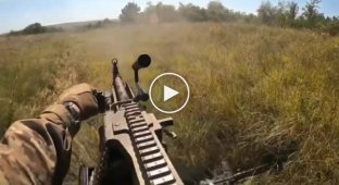 Shooting battle in the Zaporozhye region from the first person of a Ukrainian military man