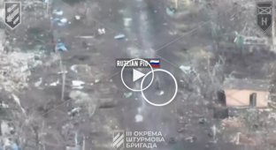 Оператор украинского дрона тщетно ищет остатки тела оккупанта после прямого попадания боеприпаса