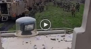 Ukrainian army convoy with dozens of British-supplied MRAP Mastiffs
