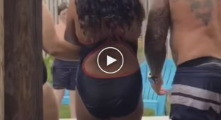 Fat woman in the pool