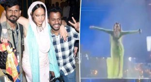 Rihanna criticized for her "lazy" performance at an Indian billionaire's party (6 photos + 3 videos)