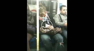 It was awkward. Sleeping girl and stranger on the subway