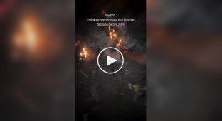 Чудаки бросили коробку с фейерверками в костер