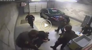 Жестокое обращение полицейских в США с женщиной в наручниках