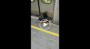 Stuck between the platform and the subway