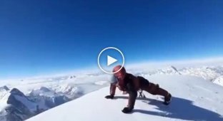 Push-ups on the summit of one of the most dangerous mountains in the world