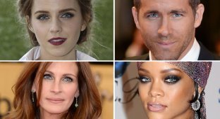Как выглядели бы кареглазые знаменитости, если бы у них были голубые глаза (23 фото)