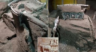 В Помпеях обнаружили полностью сохранившуюся церемониальную колесницу (10 фото)