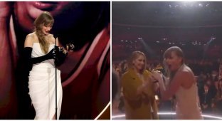 Taylor Swift snatched the Grammy statuette from Celine Dion's hands and enraged the audience (2 photos + 1 video)