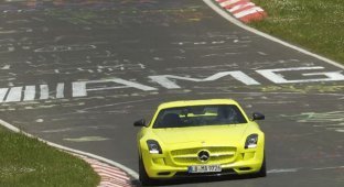 Электрический суперкар Mercedes SLS AMG установил рекорд на Нюрбургринге (5 фото + видео)