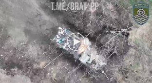 Destruction of the Russian MLRS BM-21 Grad by aerial reconnaissance of the 59th separate motorized rifle brigade