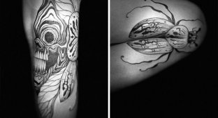 35 unusual tattoos, the idea of which is revealed in motion (35 photos)