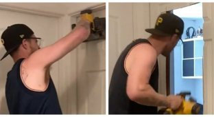 The uncle sawed the door when the niece locked herself in her room with her boyfriend (4 photos + 1 video)