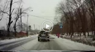 Car almost hit a child