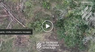 Бахмутское направление, украинские дрон сбрасывает боеприпас на двух российских военных