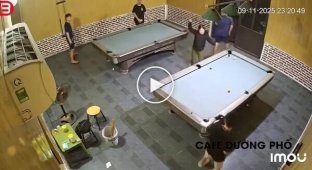 Семейная дисциплина по-вьетнамски: жена силой забрала мужа из бильярдной