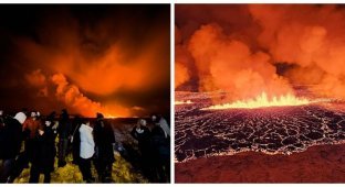 Любителі гострих відчуттів стікаються до вулкана, що вивергається, в Ісландії (27 фото + 3 відео)
