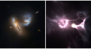 Телескоп Hubble сфотографировал слияние галактик в созвездии Овна (4 фото)