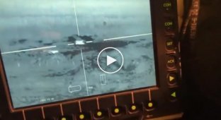 Destruction of a Russian tank by an anti-tank guided missile (ATGM) TOW-2