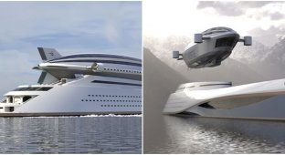 Designers presented a megayacht with its own airship (6 photos + 1 video)