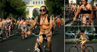 Голые велосипедисты добрались до Мексики! (11 фото)