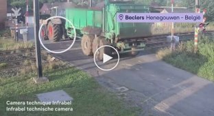 In Belgium, a train collided with a tractor trailer