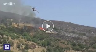 The moment of the crash of a fire plane in Greece was caught on video., Ebdeya, Greece, crash