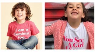 Феминистки добрались до детей: производители одежды выпустили футболки с провокационными надписями (6 фото)