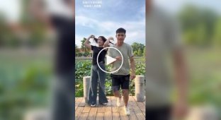 A guy stumbled and fell into a dirty swamp