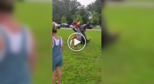 Scary fire-breathing dragon against armed children