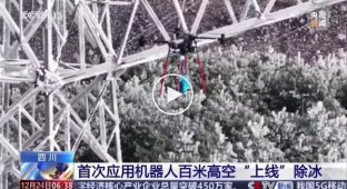 How in China, with the help of drones and robots, they remove ice from wires