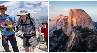 93-year-old man became the oldest person in history to conquer the Half Dome (9 photos + 1 video)