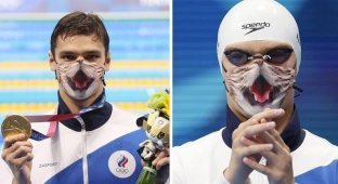 Российскому пловцу не дали надеть на награждение маску с котиками (9 фото)