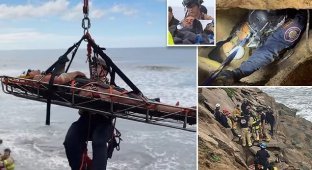 A man miraculously escaped after falling into a narrow crevice in a rock (9 photos + 1 video)