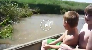 Нападение рыбы на моторную лодку