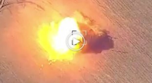 A Ukrainian kamikaze drone destroys a Russian Buk air defense system, presumably in the Kursk region