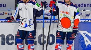 Немецкие хоккеисты вышли на лёд в форме с забавным дизайном (6 фото)