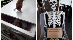 Помни о смерти: посетителям кафе дают скидку за то, что они полежат в гробу (12 фото)