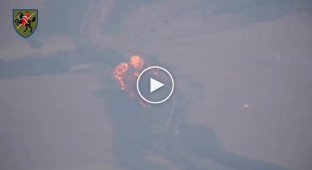 The moment of the fall and explosion of an enemy Su-25 aircraft, shot down on Pokrovsky direction