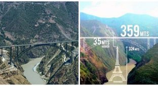 В Индии открыли самый высокий железнодорожный мост в мире (5 фото + 1 видео)