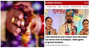 Житель Индии женился сразу на двух сёстрах-близнецах и был задержан полицией (2 фото)