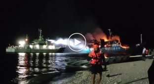 Passenger ship on fire in the Philippines