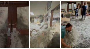 Giant waves destroyed the dining room at a US military base in the Marshall Islands (4 photos + 1 video)