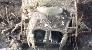 The drone hits the landing compartment of an enemy BMP-1, in which the occupier was hiding